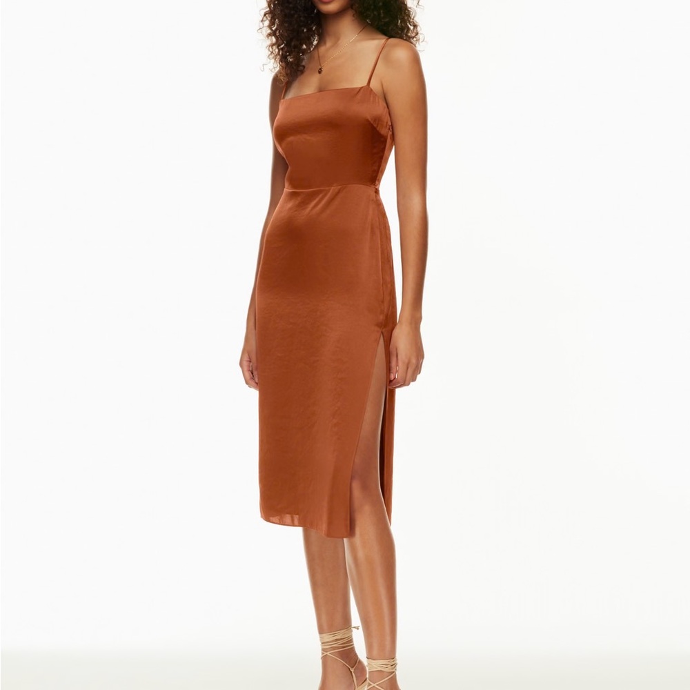 Aritzia Magdalena Satin Dress size 4 Rust - Picture 5 of 6